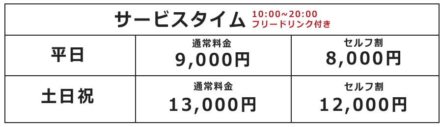  サービスタイム料金表