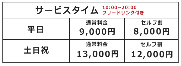  サービスタイム料金表